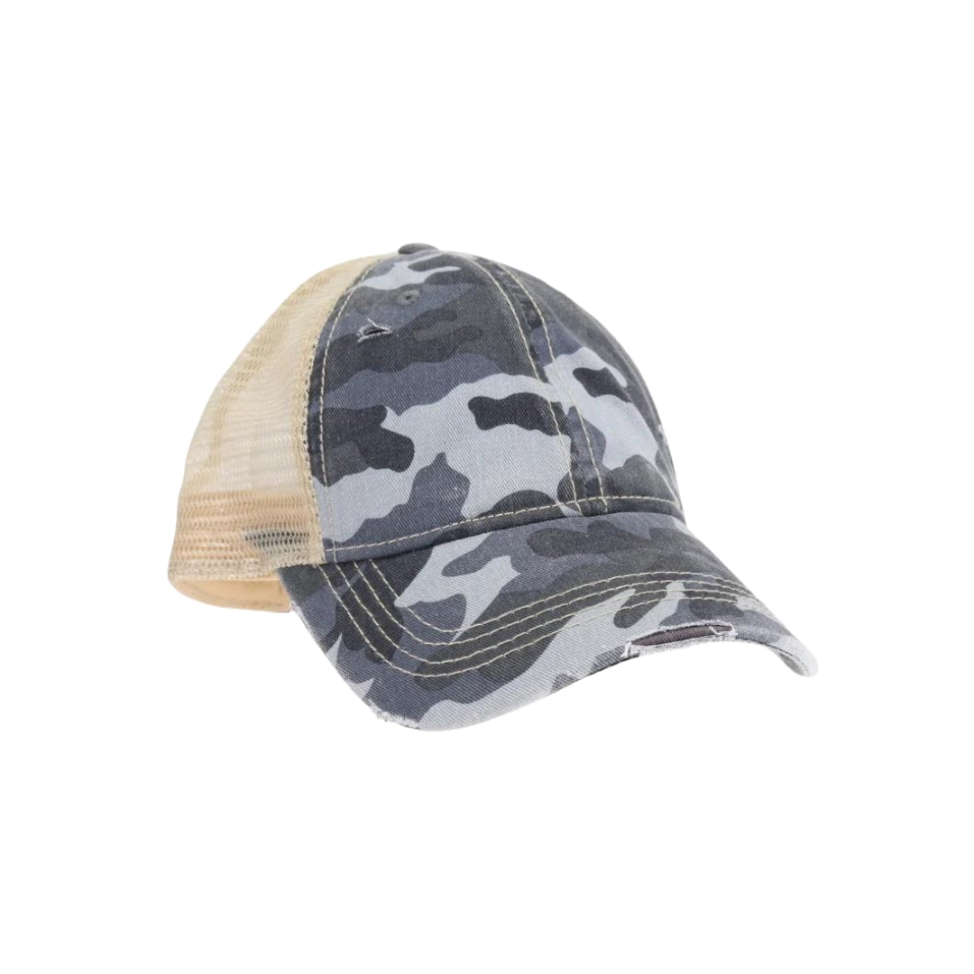 Camouflage Mesh Back High Pony CC Ball Cap BT15