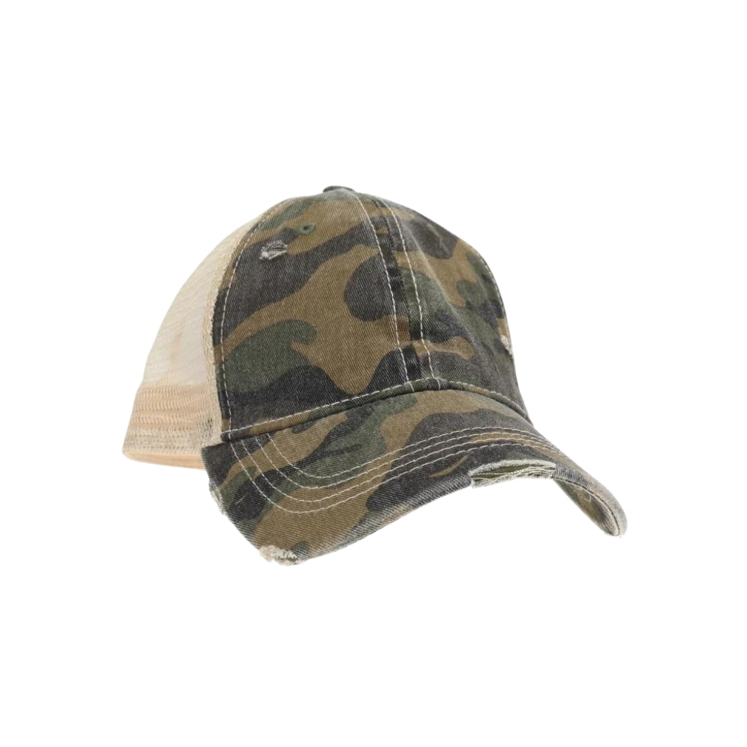 Camouflage Mesh Back High Pony CC Ball Cap BT15