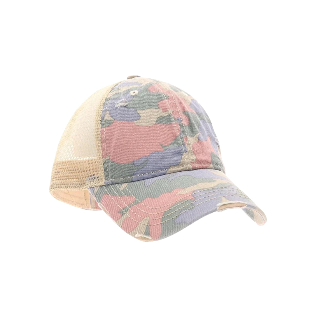 Camouflage Mesh Back High Pony CC Ball Cap BT15