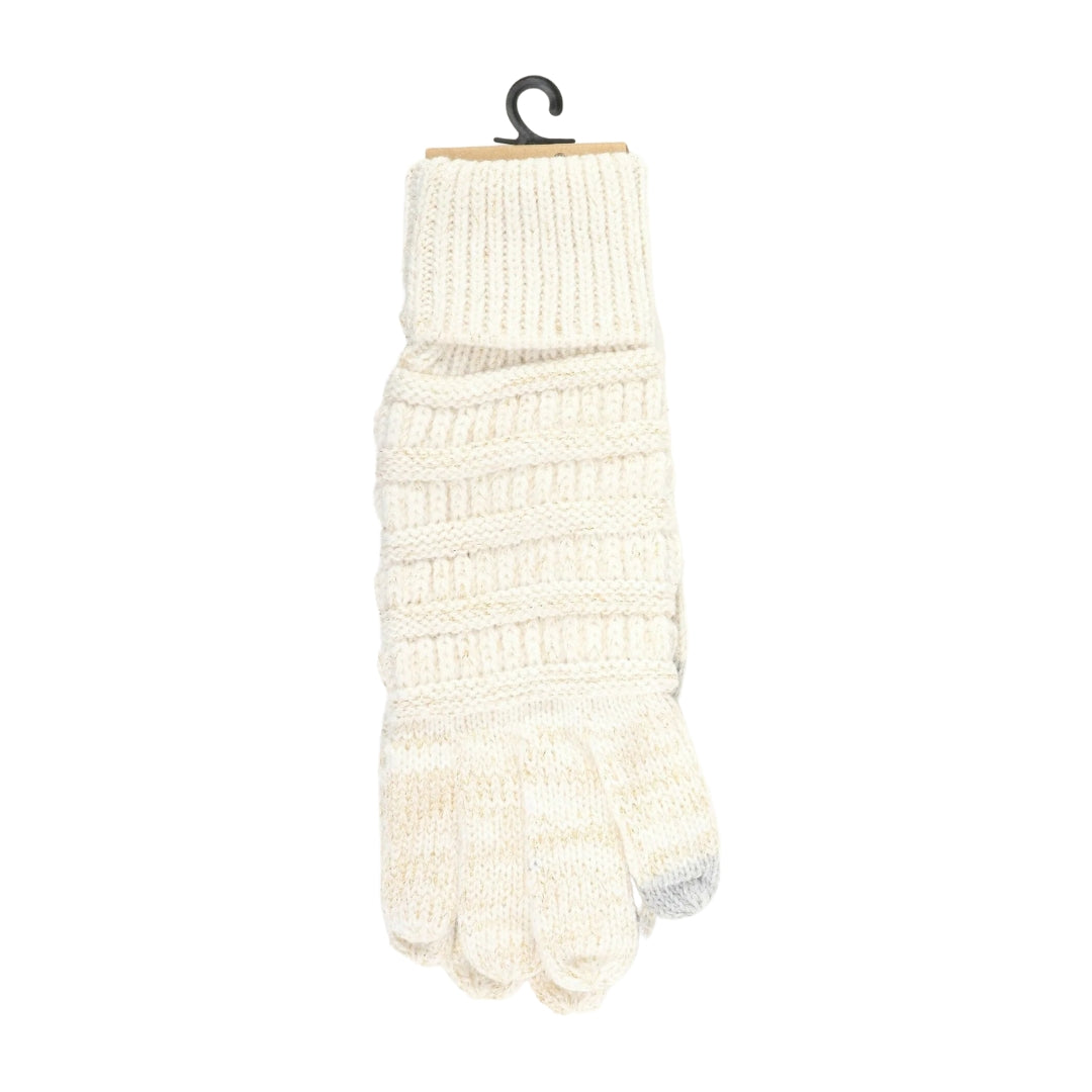 Metallic Cable Knit CC Gloves G20MET