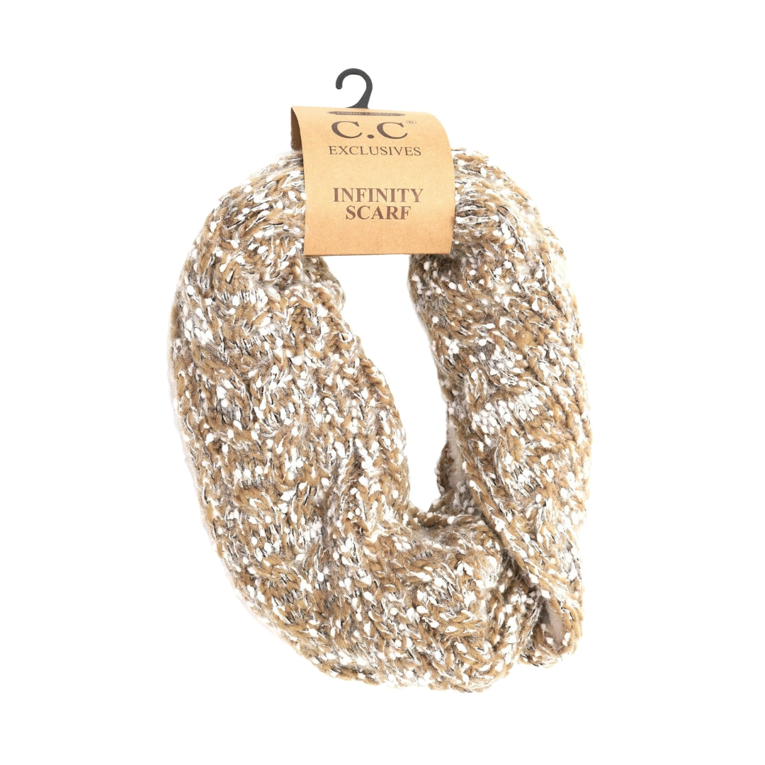 Fuzzy Lined Popcorn Knit CC Infinity Scarf INF1825