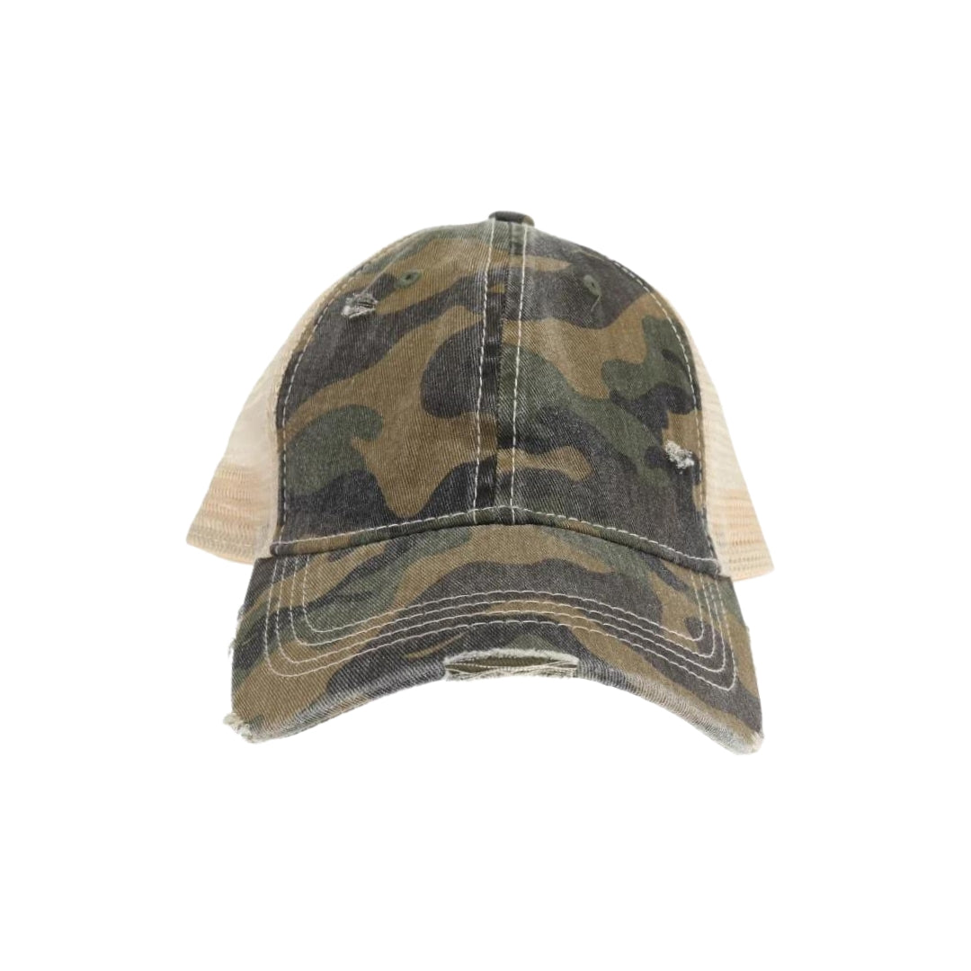 Camouflage Mesh Back High Pony CC Ball Cap BT15