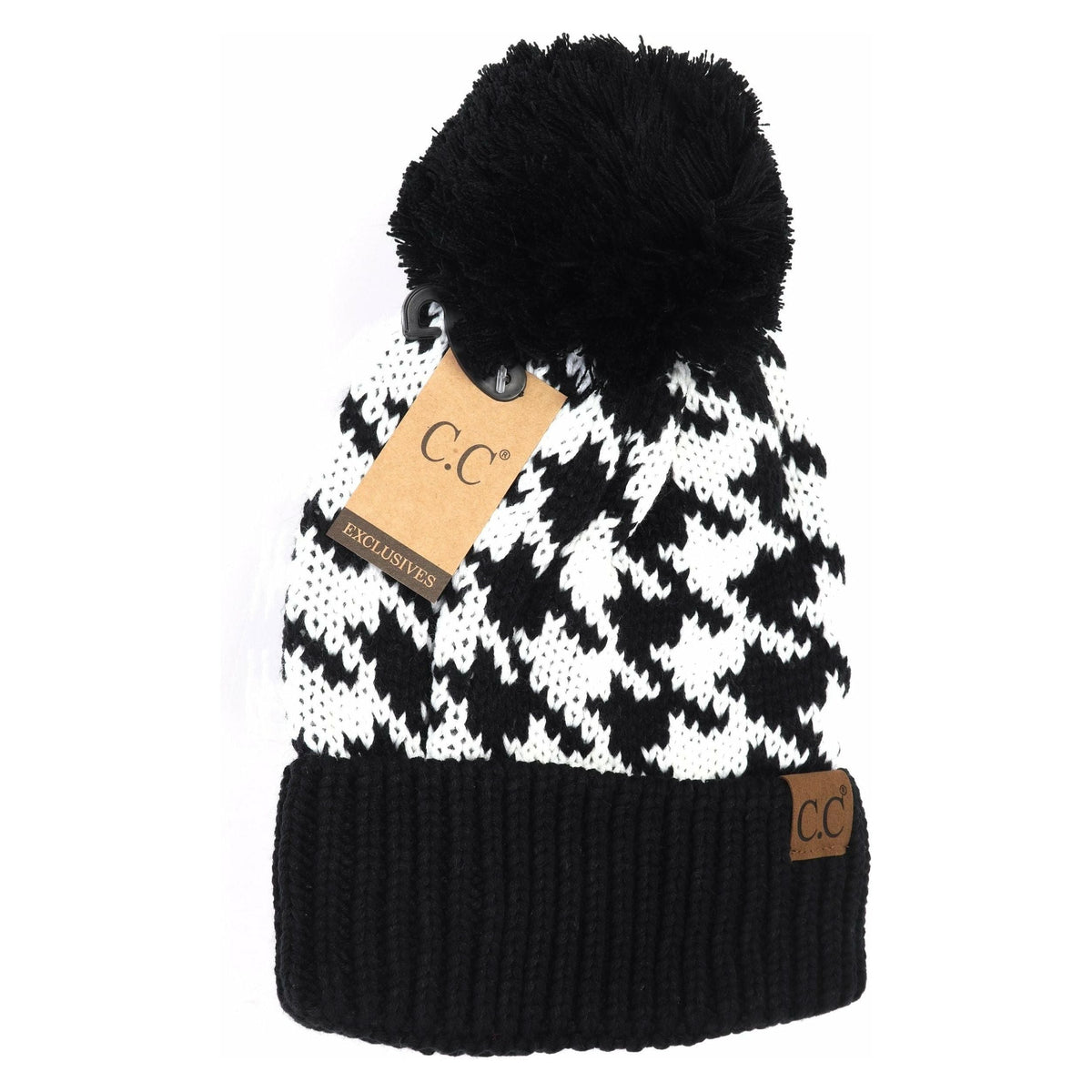 Houndstooth Pom Beanie YJ2025