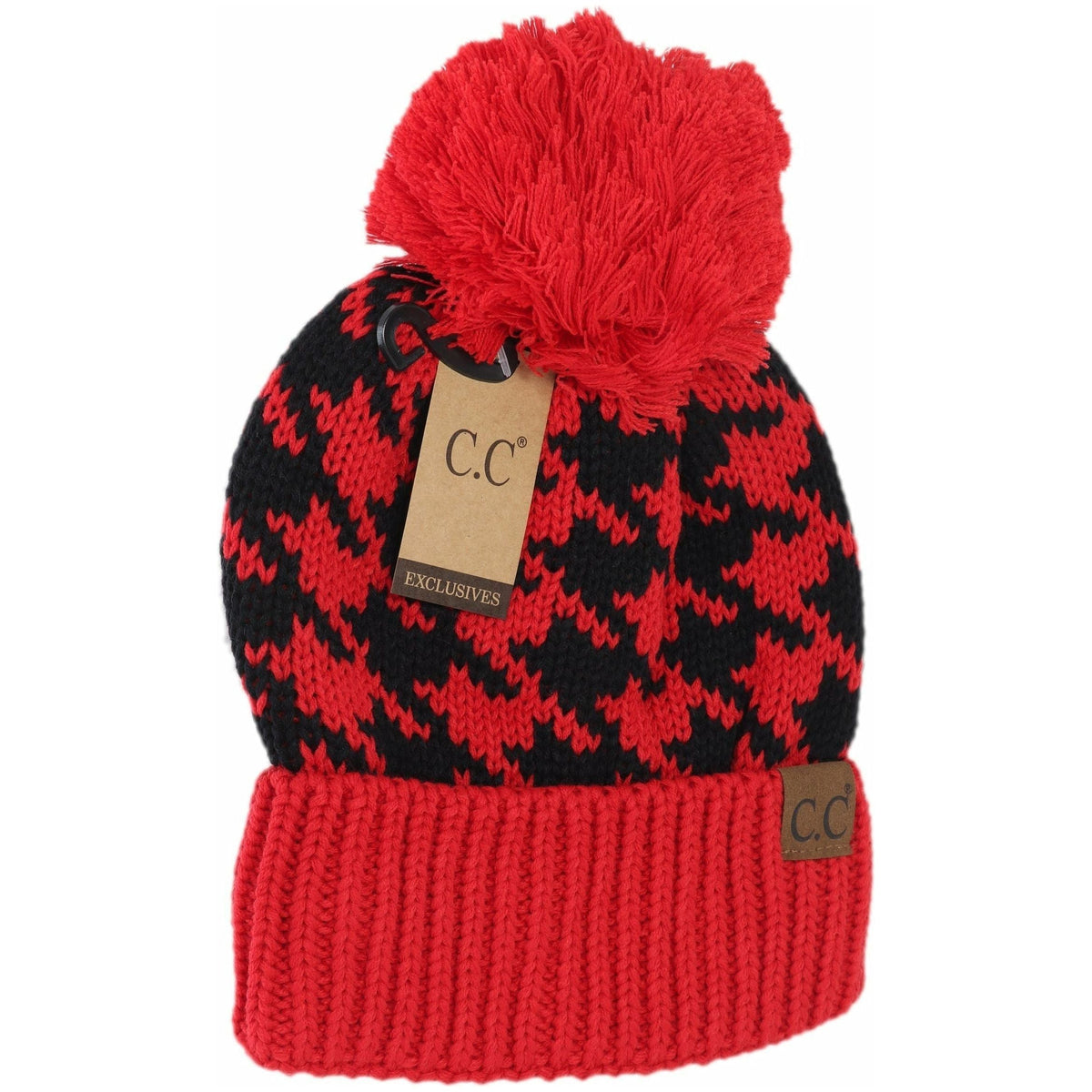 Houndstooth Pom Beanie YJ2025