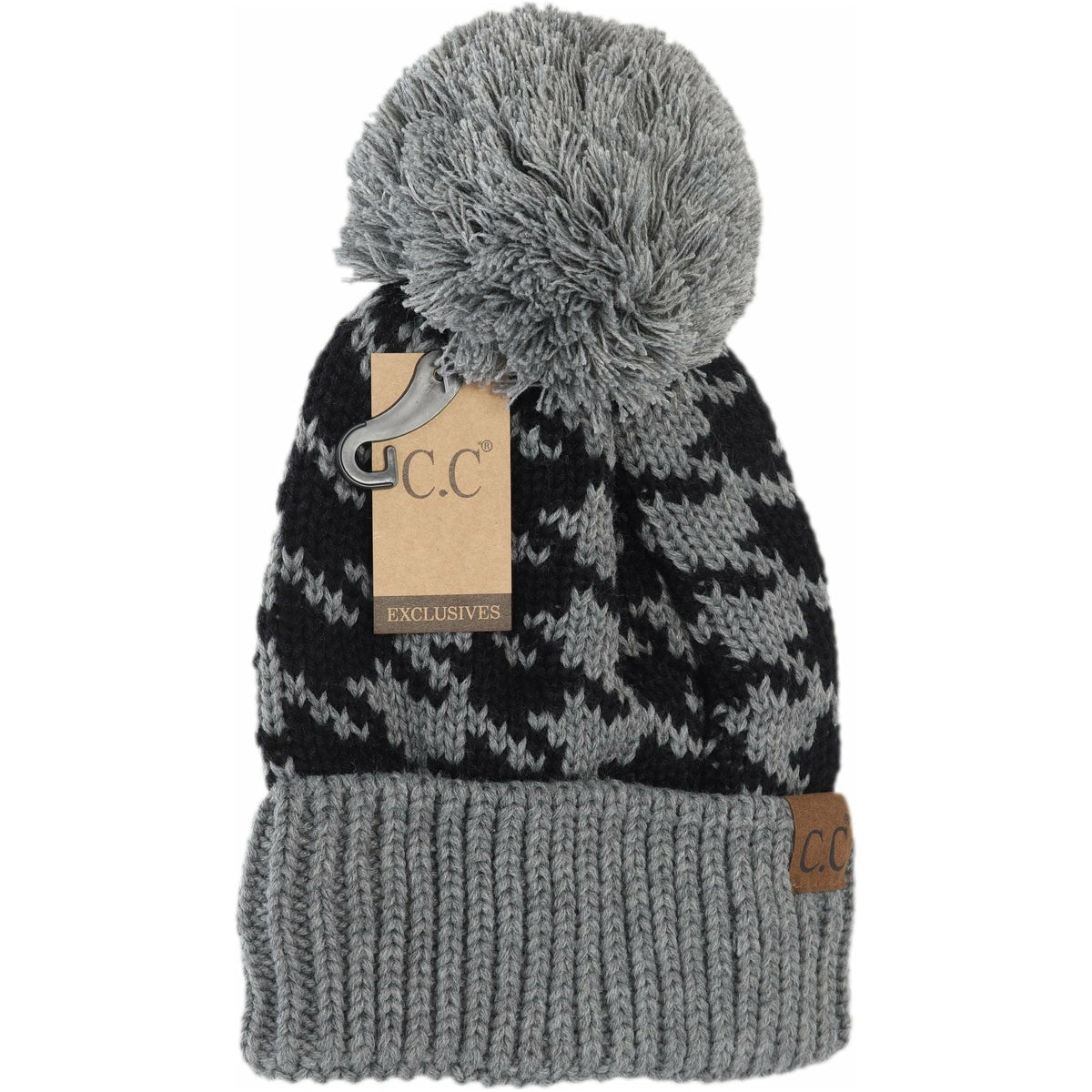 Houndstooth Pom Beanie YJ2025