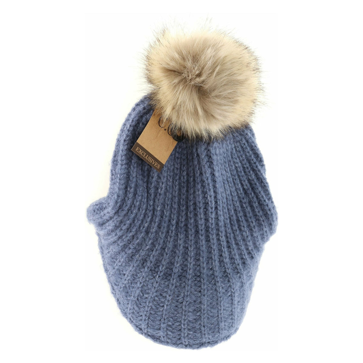 Knitted Brim C.C Beanie with Pom YJ2036