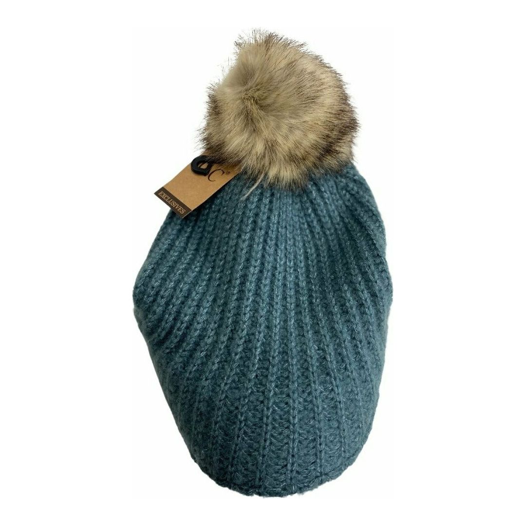 Knitted Brim C.C Beanie with Pom YJ2036