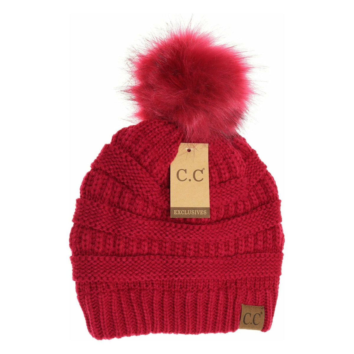 Classic Matching Fur Pom CC Beanie YJ64Pom