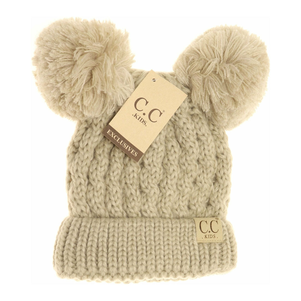 Kids Solid Double Pom CC Beanies KIDS24