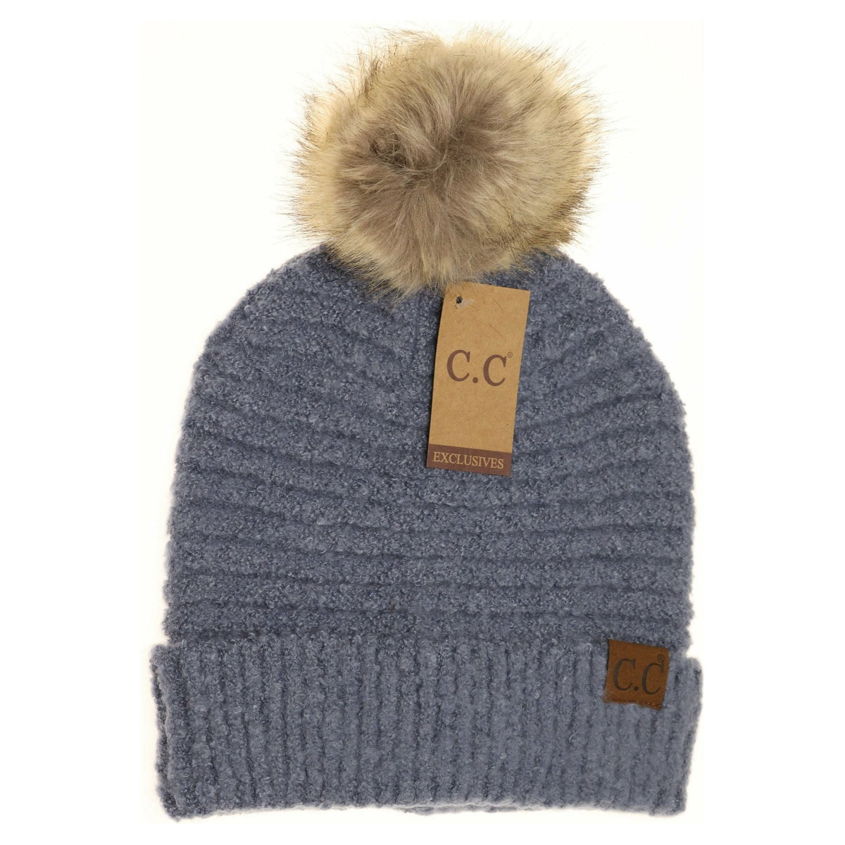 Solid Boucle Knit Pom CC Beanie HAT7006POM