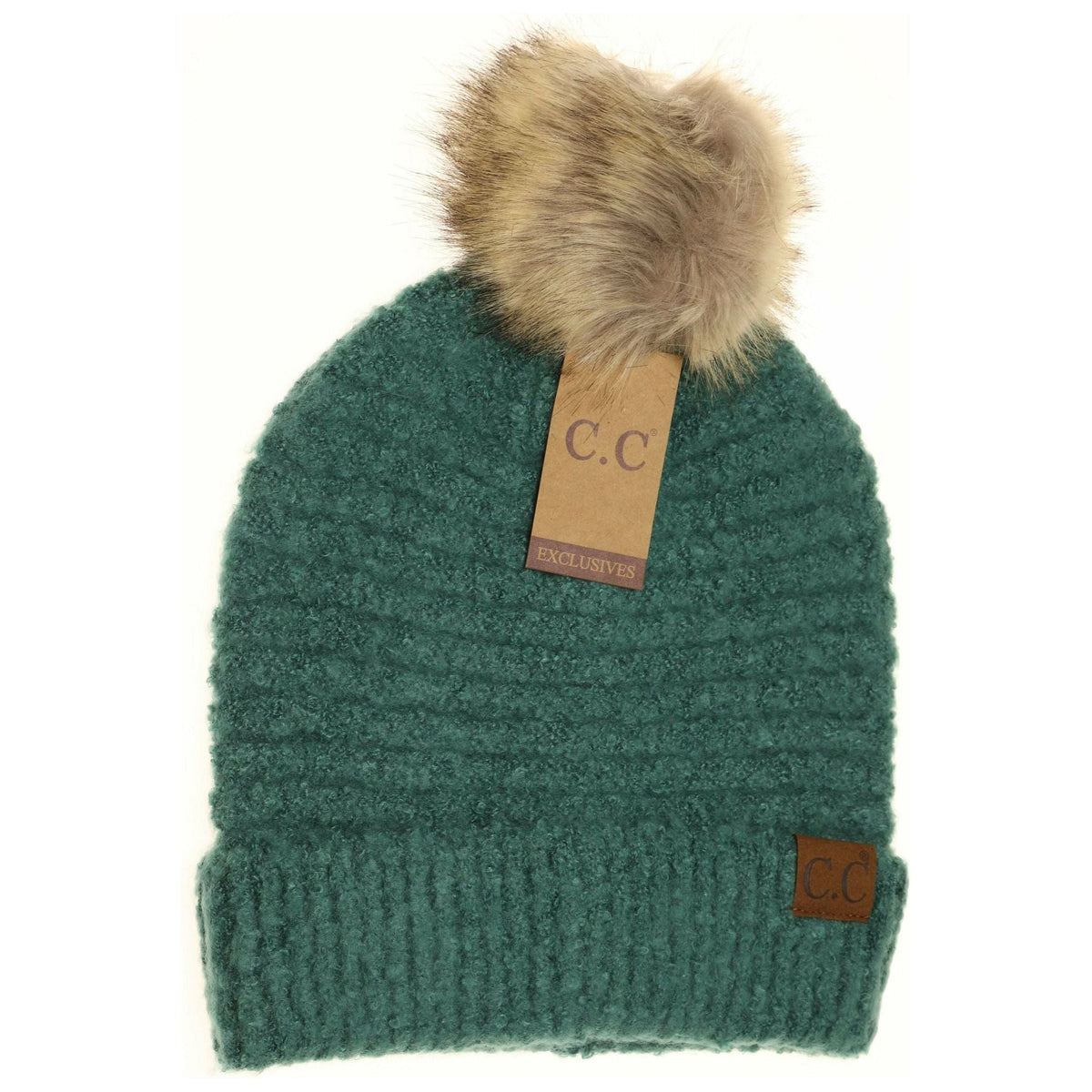 Solid Boucle Knit Pom CC Beanie HAT7006POM