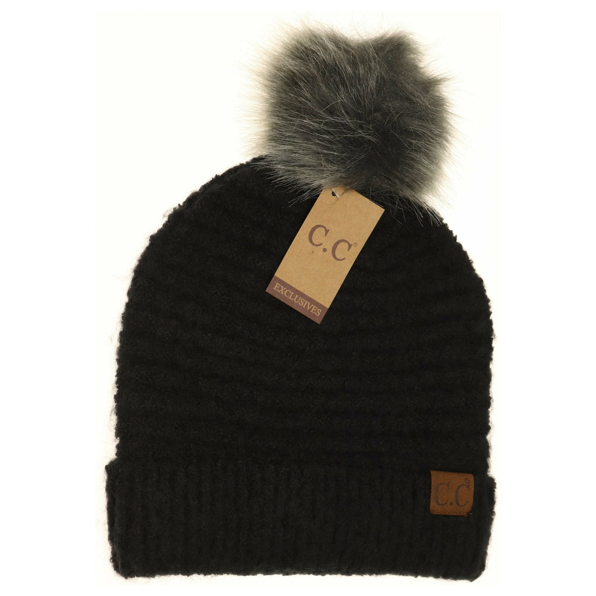 Solid Boucle Knit Pom CC Beanie HAT7006POM