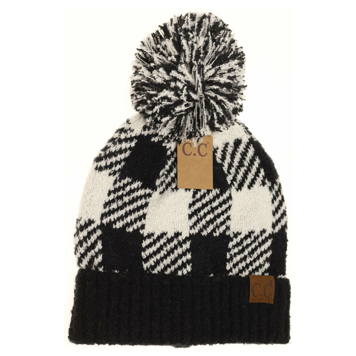 Buffalo Print Jacquard Knit Pom Beanie HAT7000