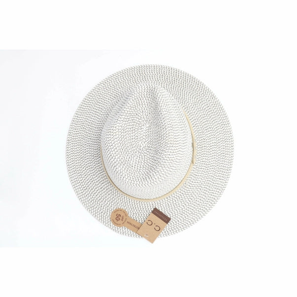 Two Tone Panama Hat with Suede Band Trim ST809