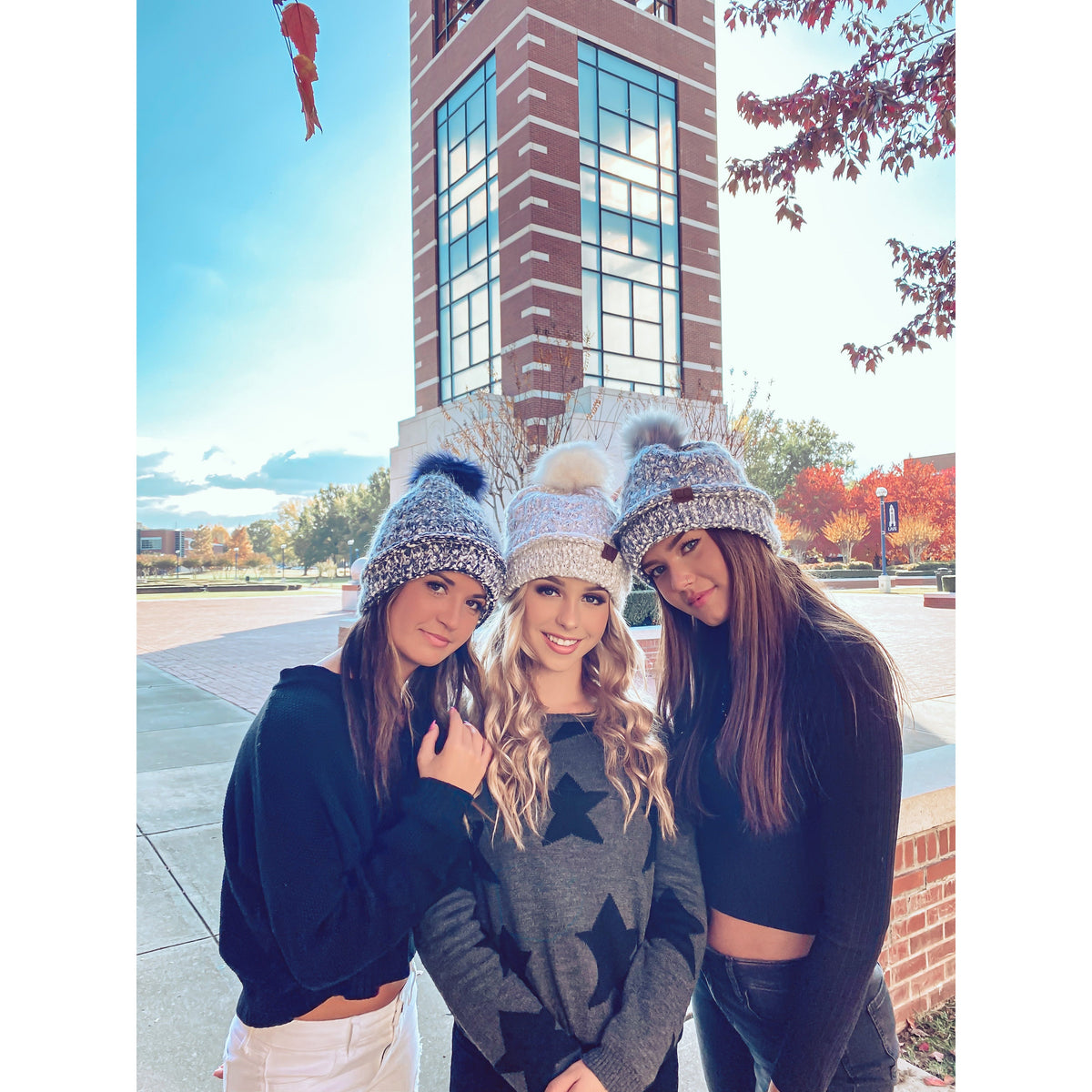 Fuzzy Lined Popcorn Knit Fur Pom CC Beanie HAT1825