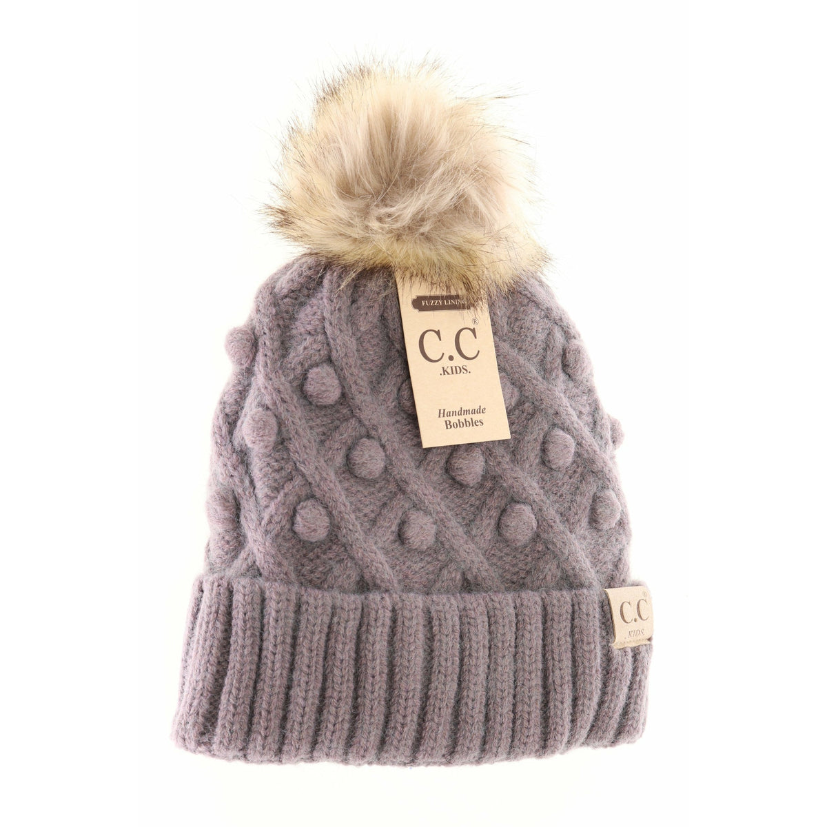 KIDS Bobble Knit Faux Fur Pom C.C Beanie KIDS3836