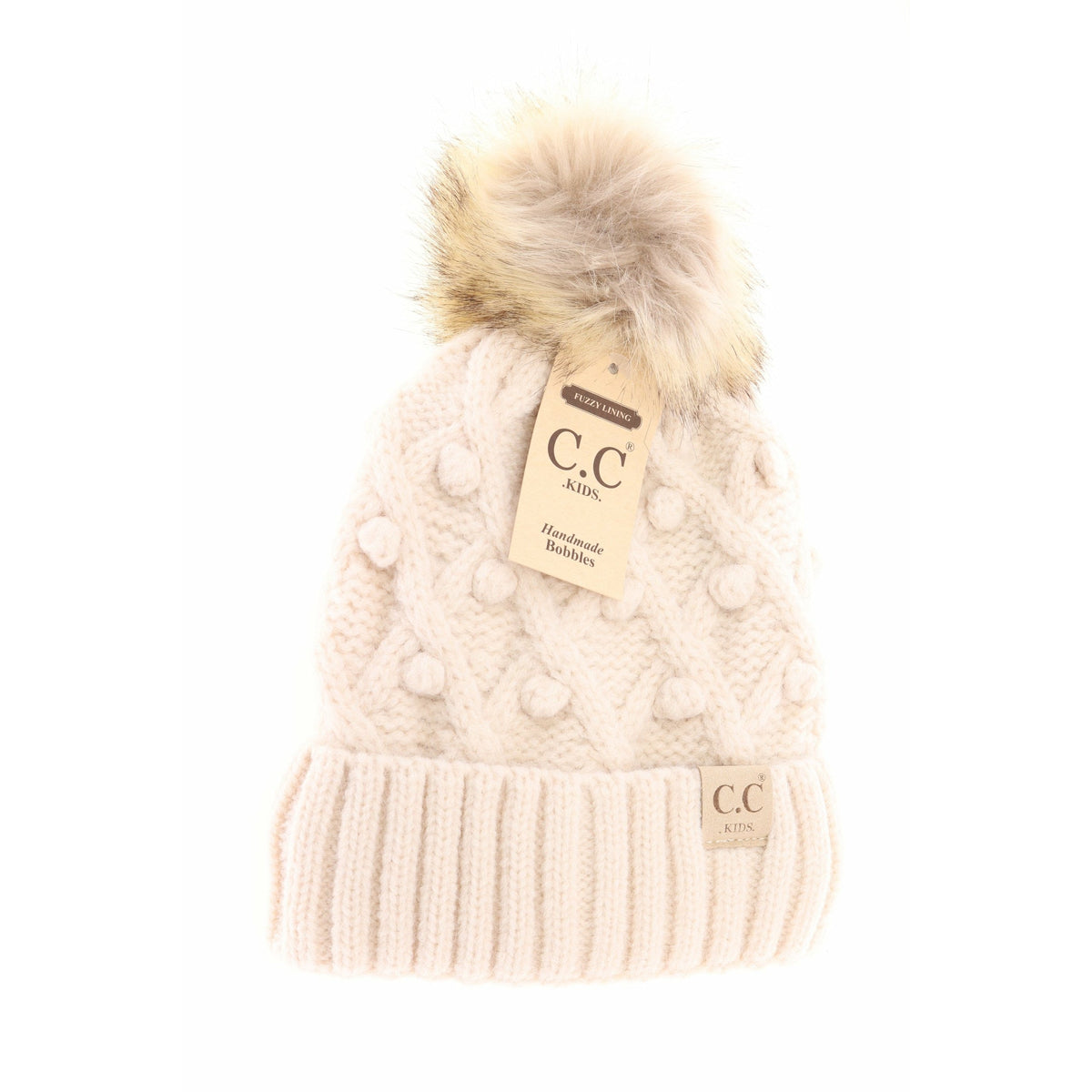 KIDS Bobble Knit Faux Fur Pom C.C Beanie KIDS3836