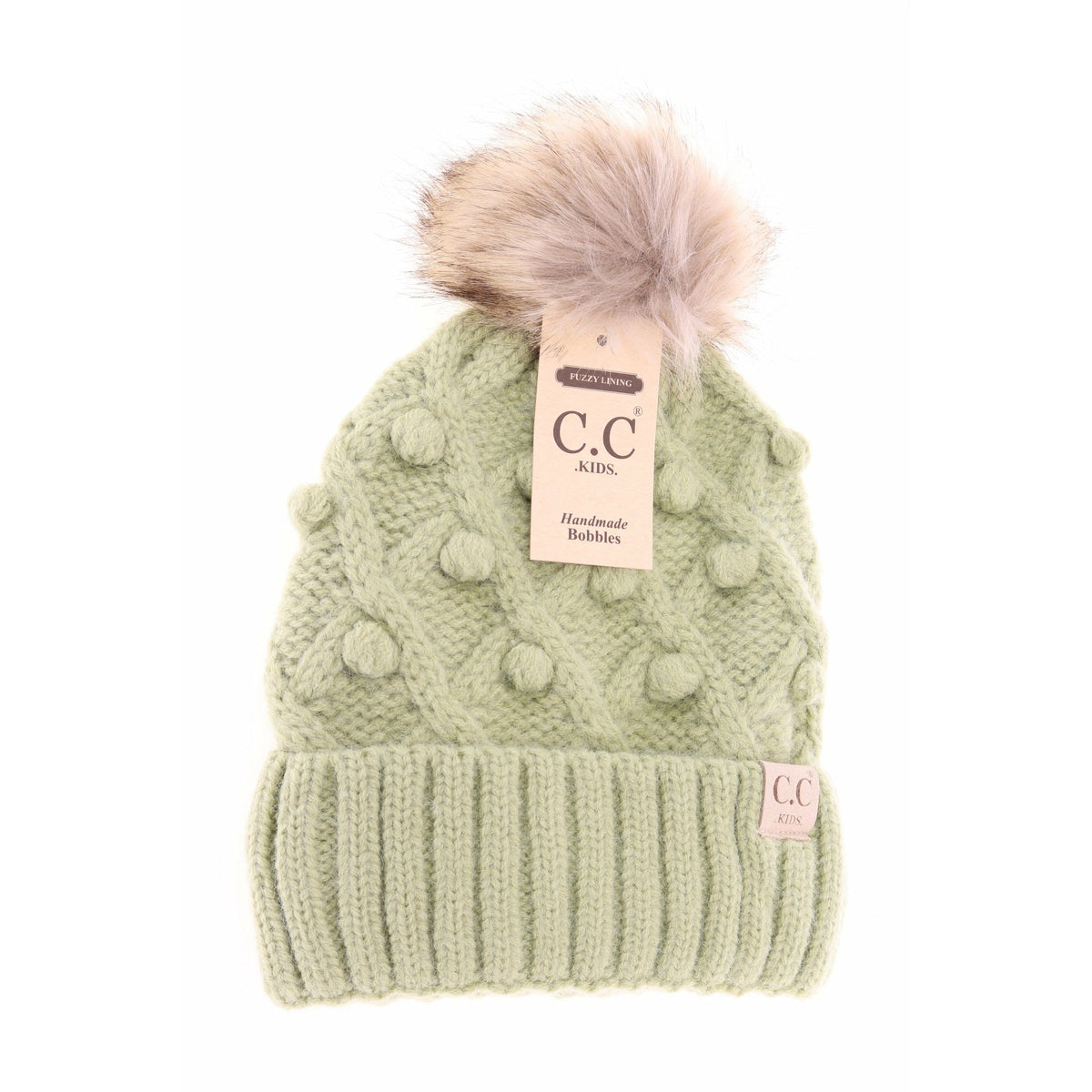 KIDS Bobble Knit Faux Fur Pom C.C Beanie KIDS3836