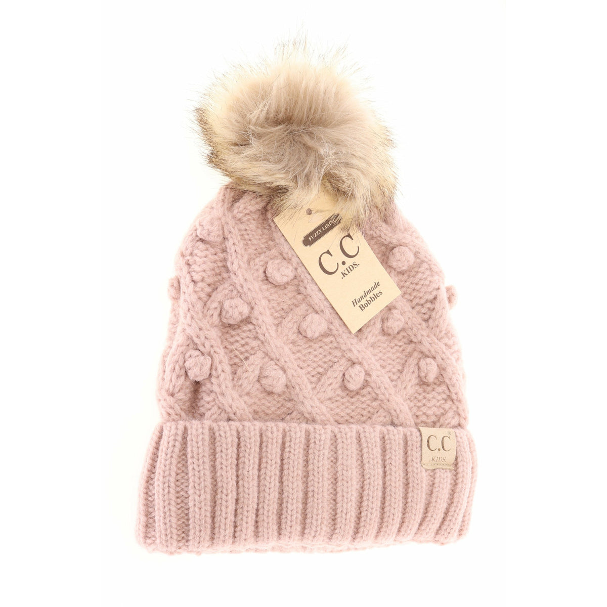 KIDS Bobble Knit Faux Fur Pom C.C Beanie KIDS3836