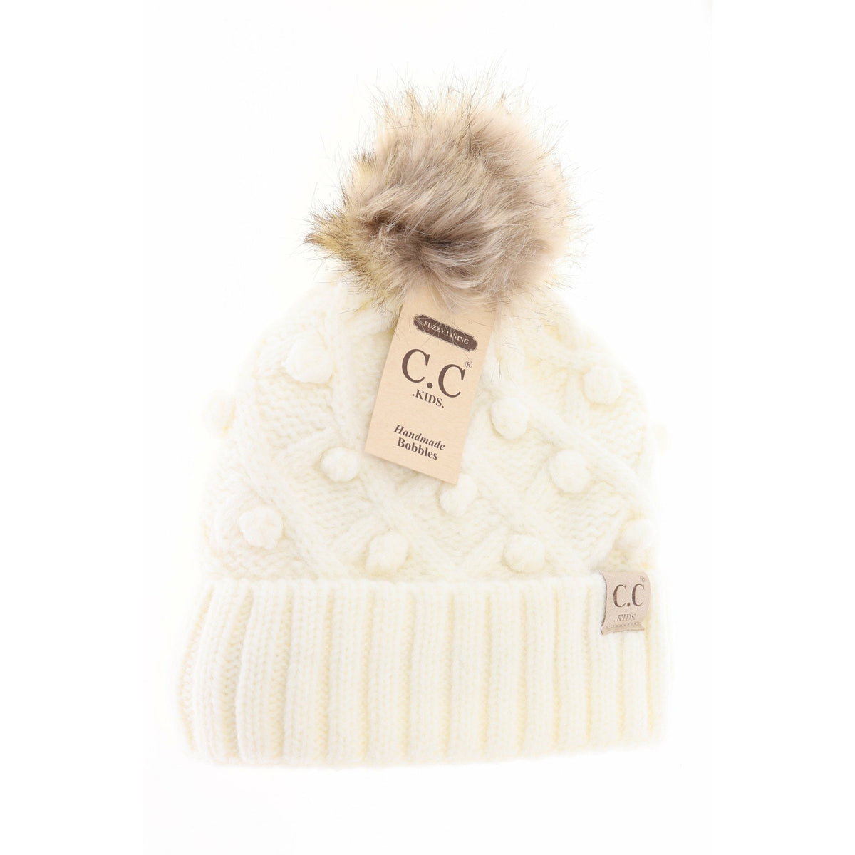 KIDS Bobble Knit Faux Fur Pom C.C Beanie KIDS3836