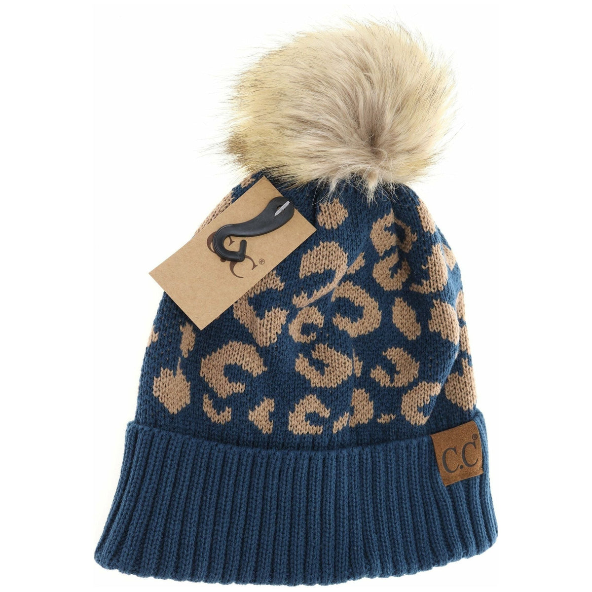 Leopard Pattern Fur Pom Beanie YJ2091